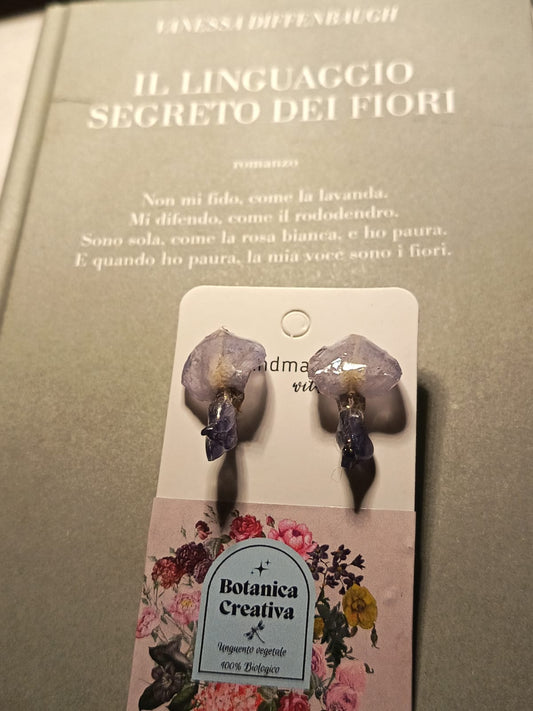 Orecchini Petalo GLICINE Lilla in Resina – Il Linguaggio Segreto dei Fiori