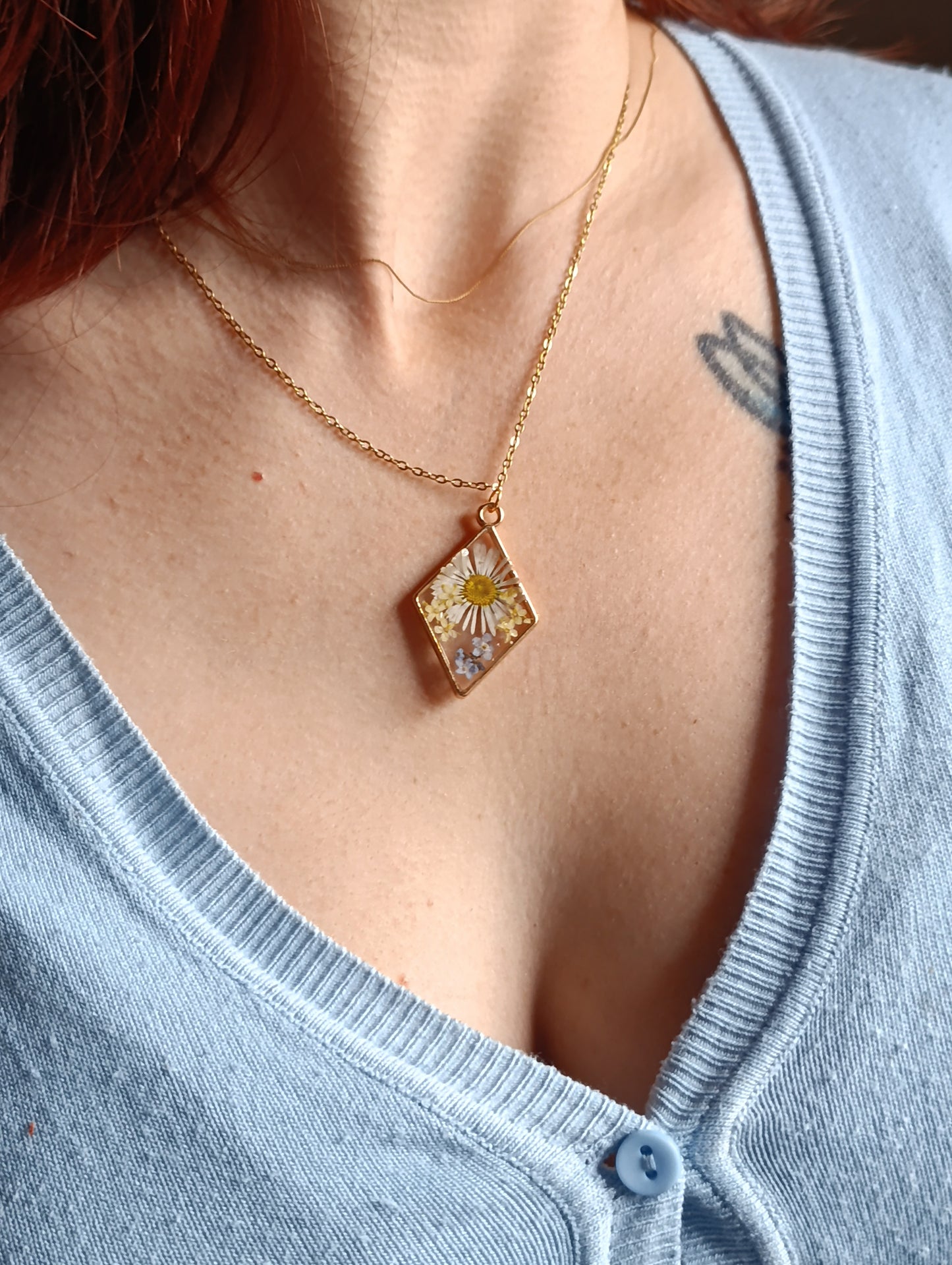 Collana rombo Margherita e Non ti scordar di me