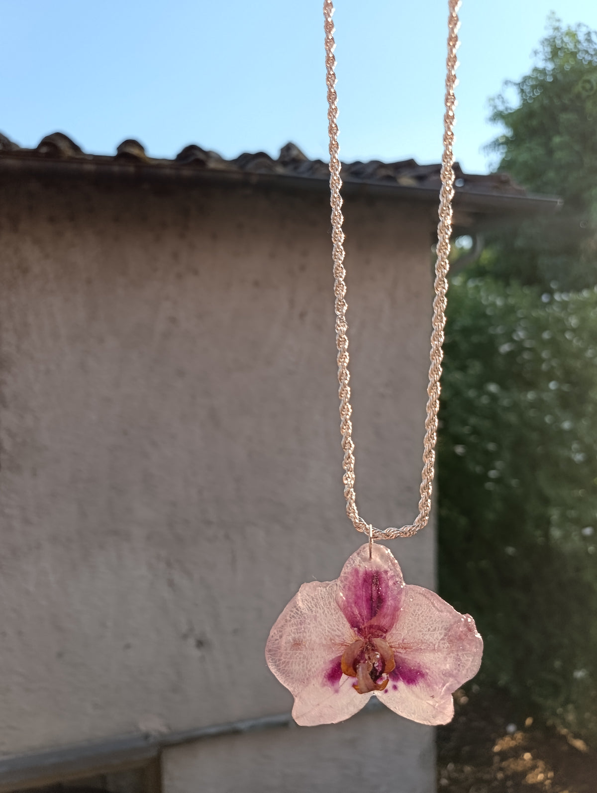 Collana Phaleonopsis grande Argento 925| fiori veri