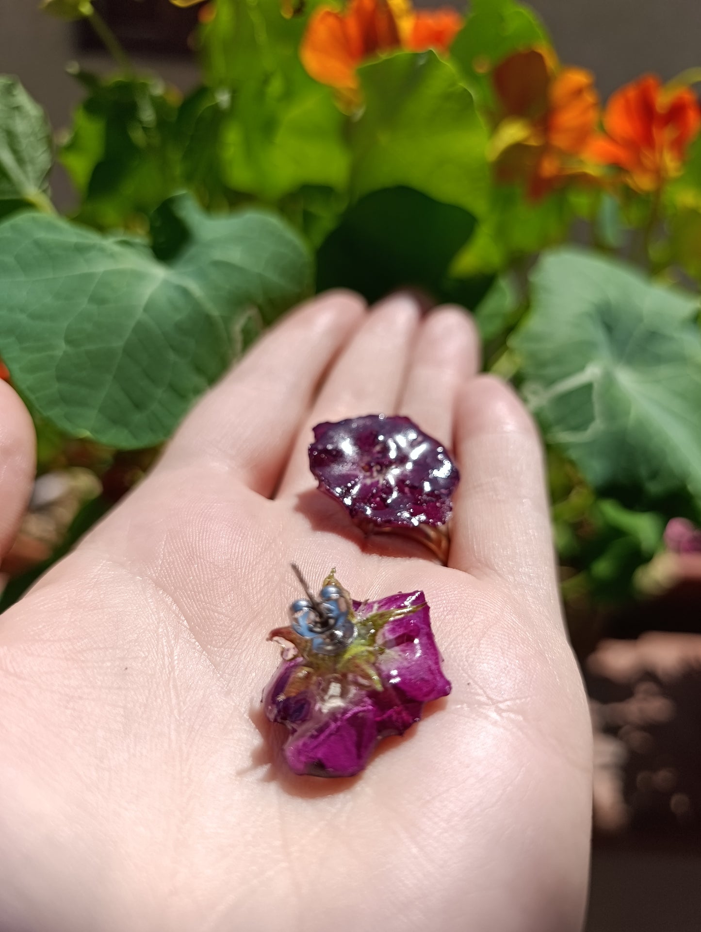 Orecchini lobo Rose di Maggio| pezzo unico|Fiori Veri