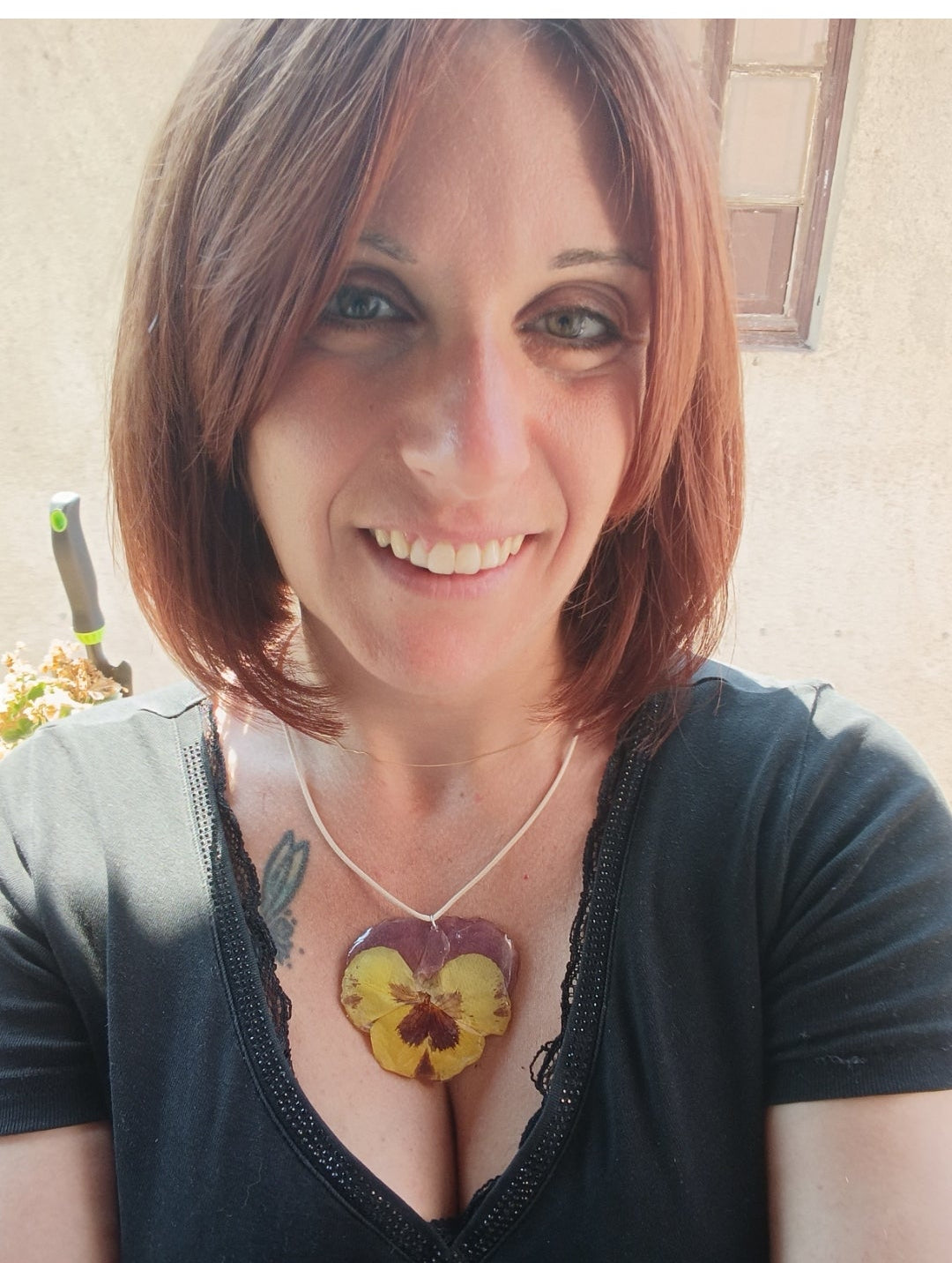 Collana panse' gialla e viola|fiori veri