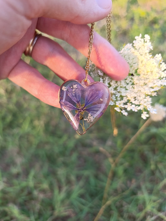 Collana cuore di Nonna|fiori veri di Lucca