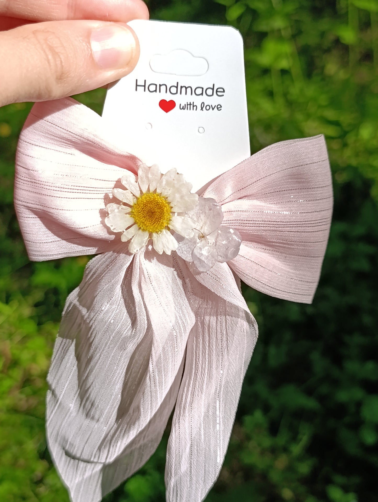 Fiocco stoffa FIORI Veri e resina|pezzo unico