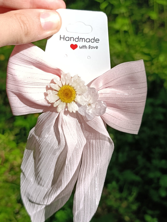 Fiocco stoffa FIORI Veri e resina|pezzo unico