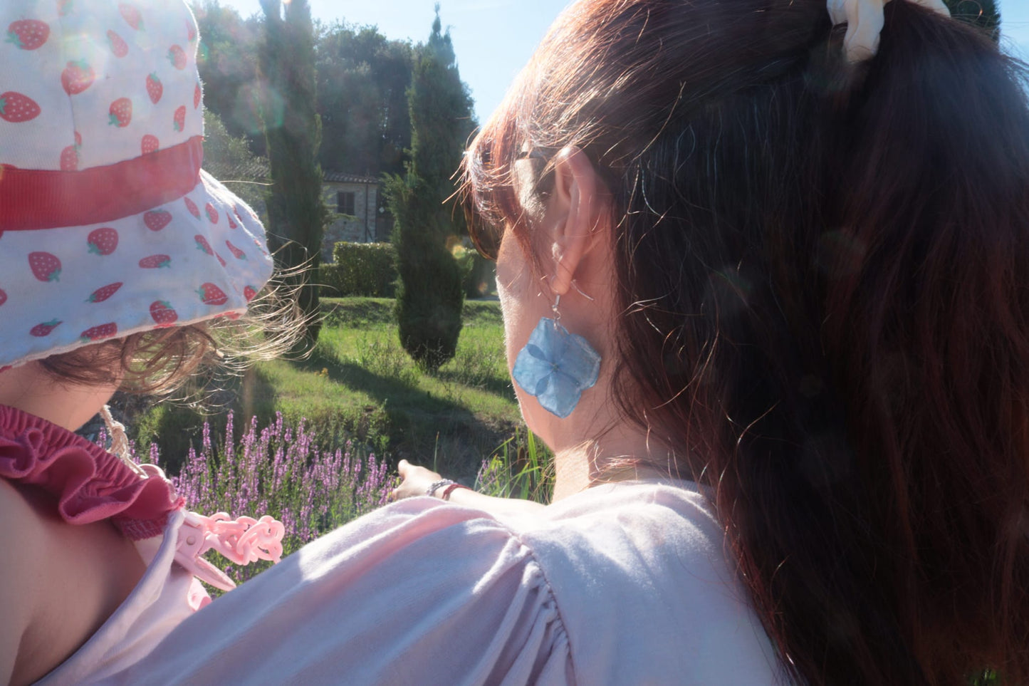Orecchini Ortensia blu| fiori veri di Lucca
