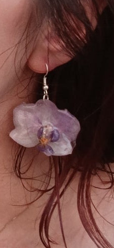 Orecchini Orchidea piccola viola con brillantini