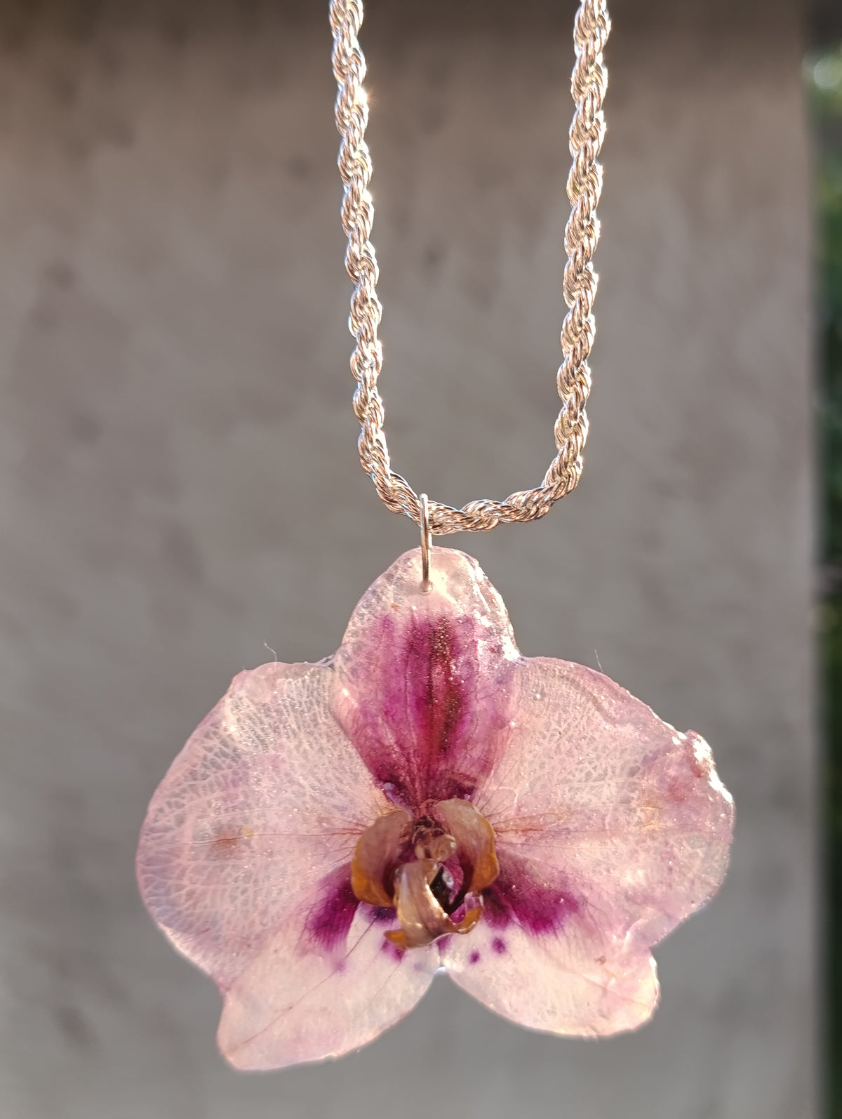 Collana Phaleonopsis grande Argento 925| fiori veri