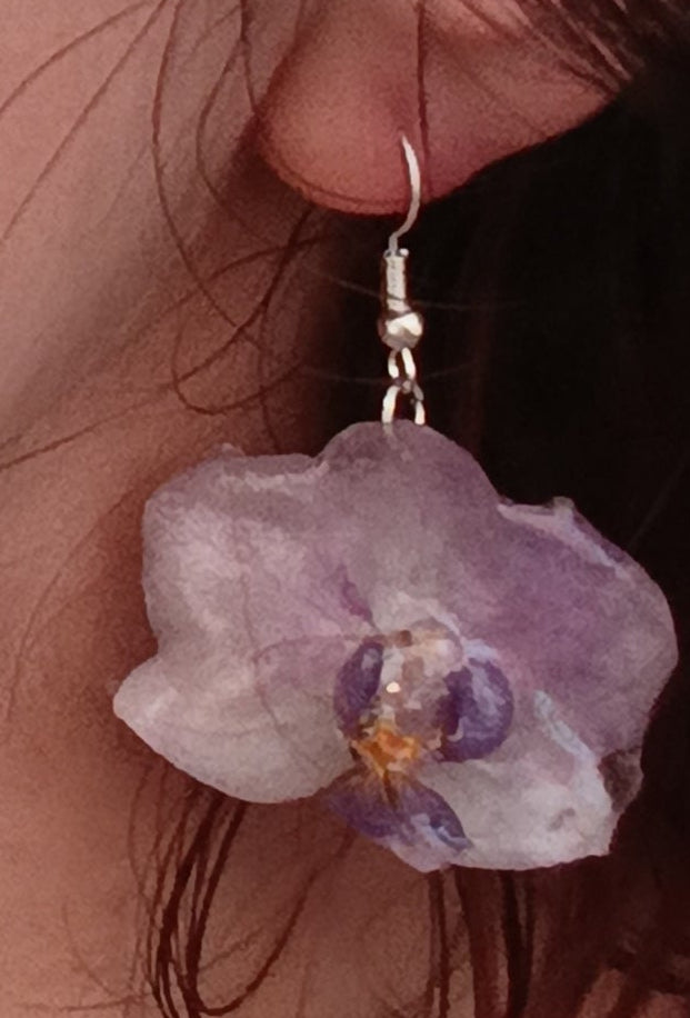 Orecchini Orchidea piccola viola con brillantini