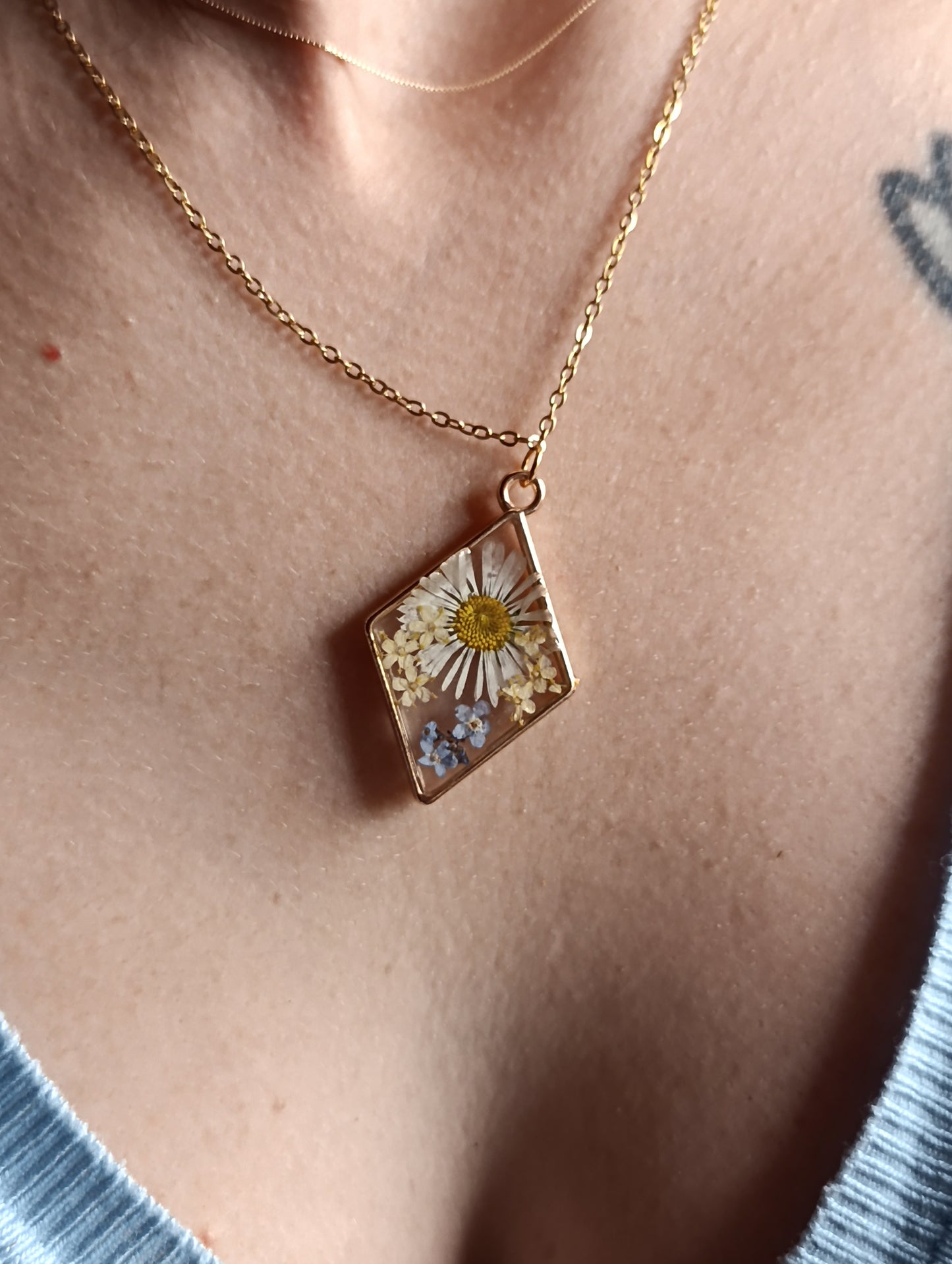 Collana rombo Margherita e Non ti scordar di me