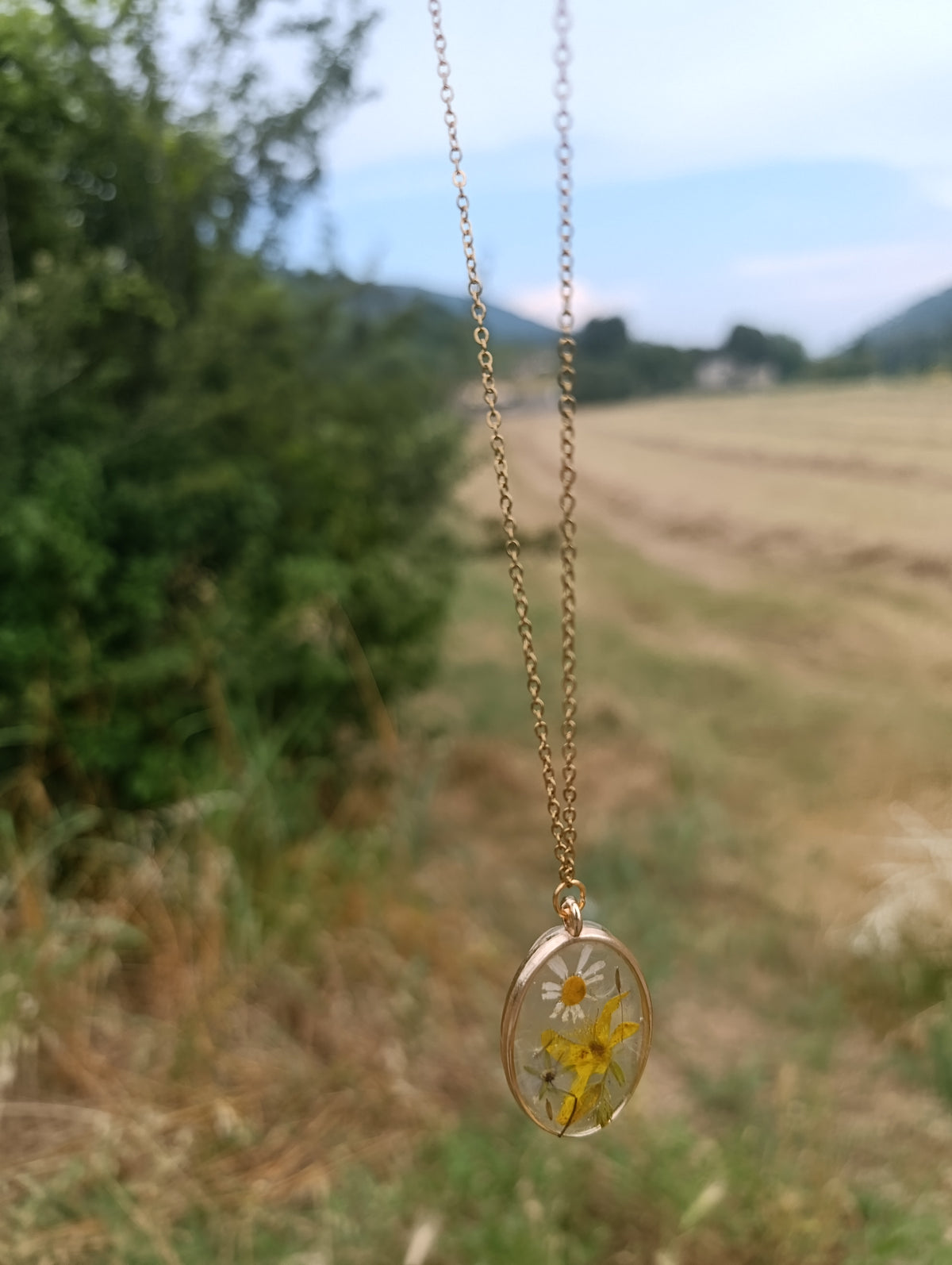 Collana ricordo di Giugno- fiori Veri di campo