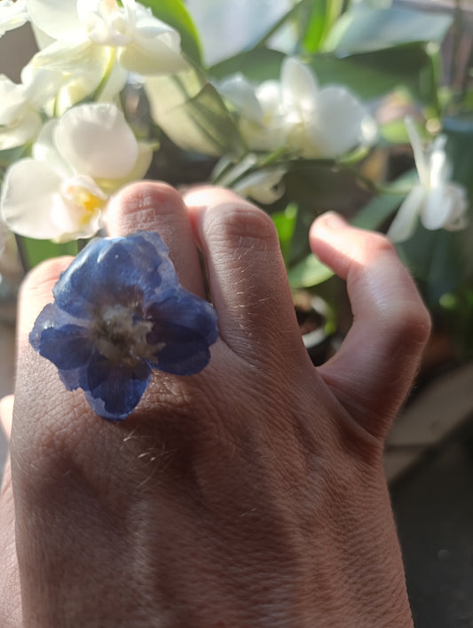 Anello Delphinium blu| fiori veri di Lucca