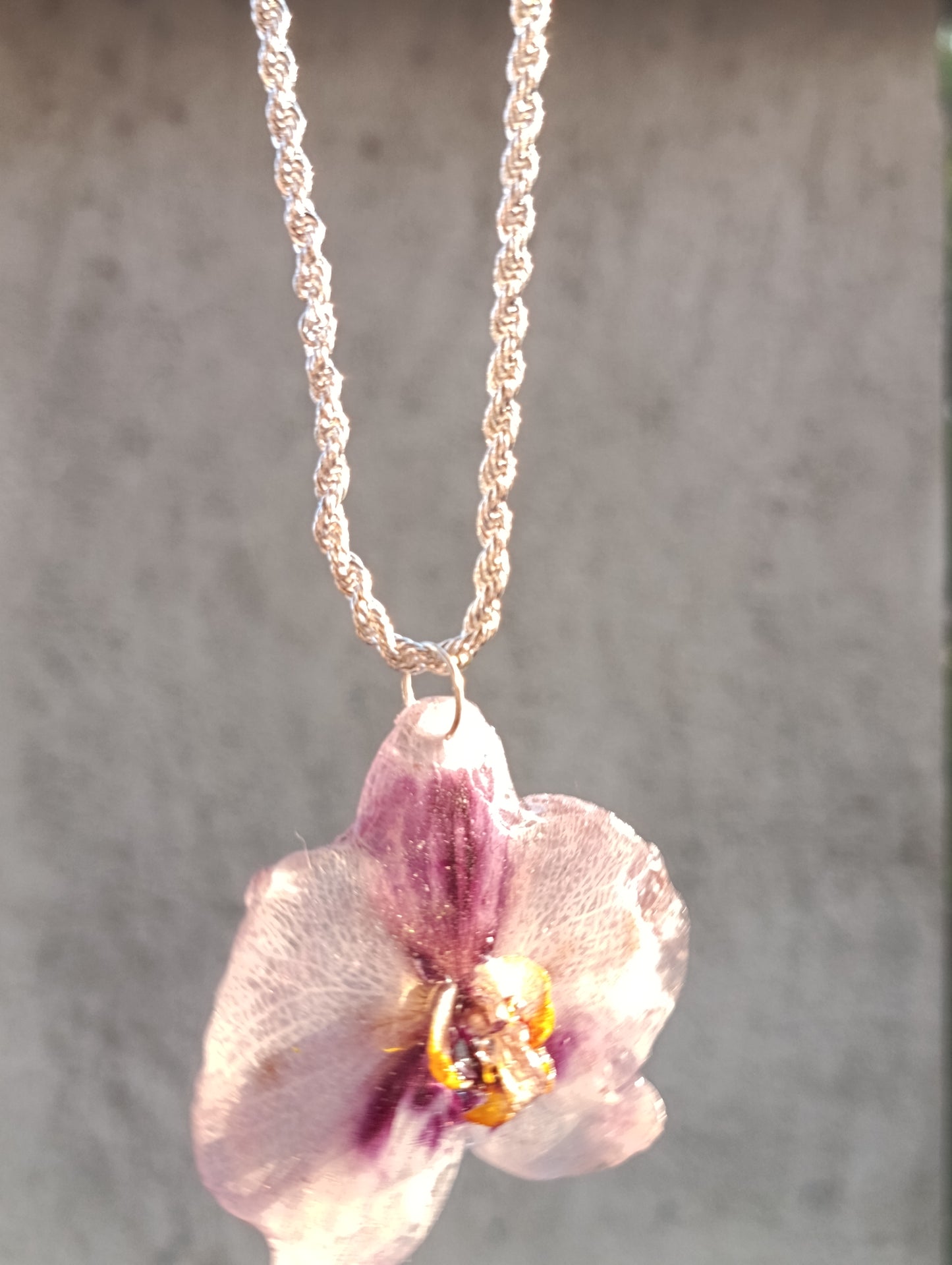 Collana Phaleonopsis grande Argento 925| fiori veri