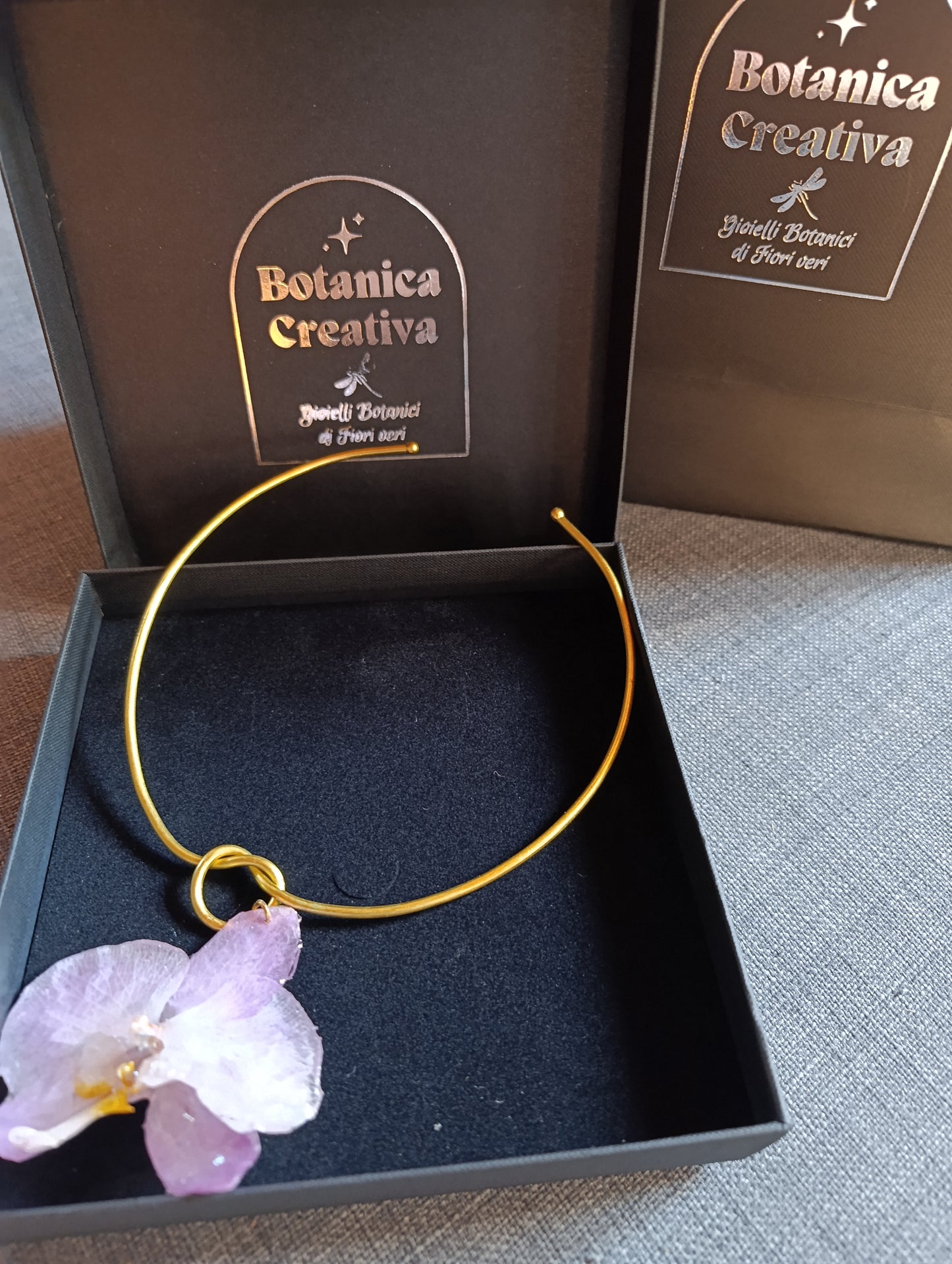 Parure "Orchidea Eterna"-Collana Choker con Orchidea Vera|pezzo unico