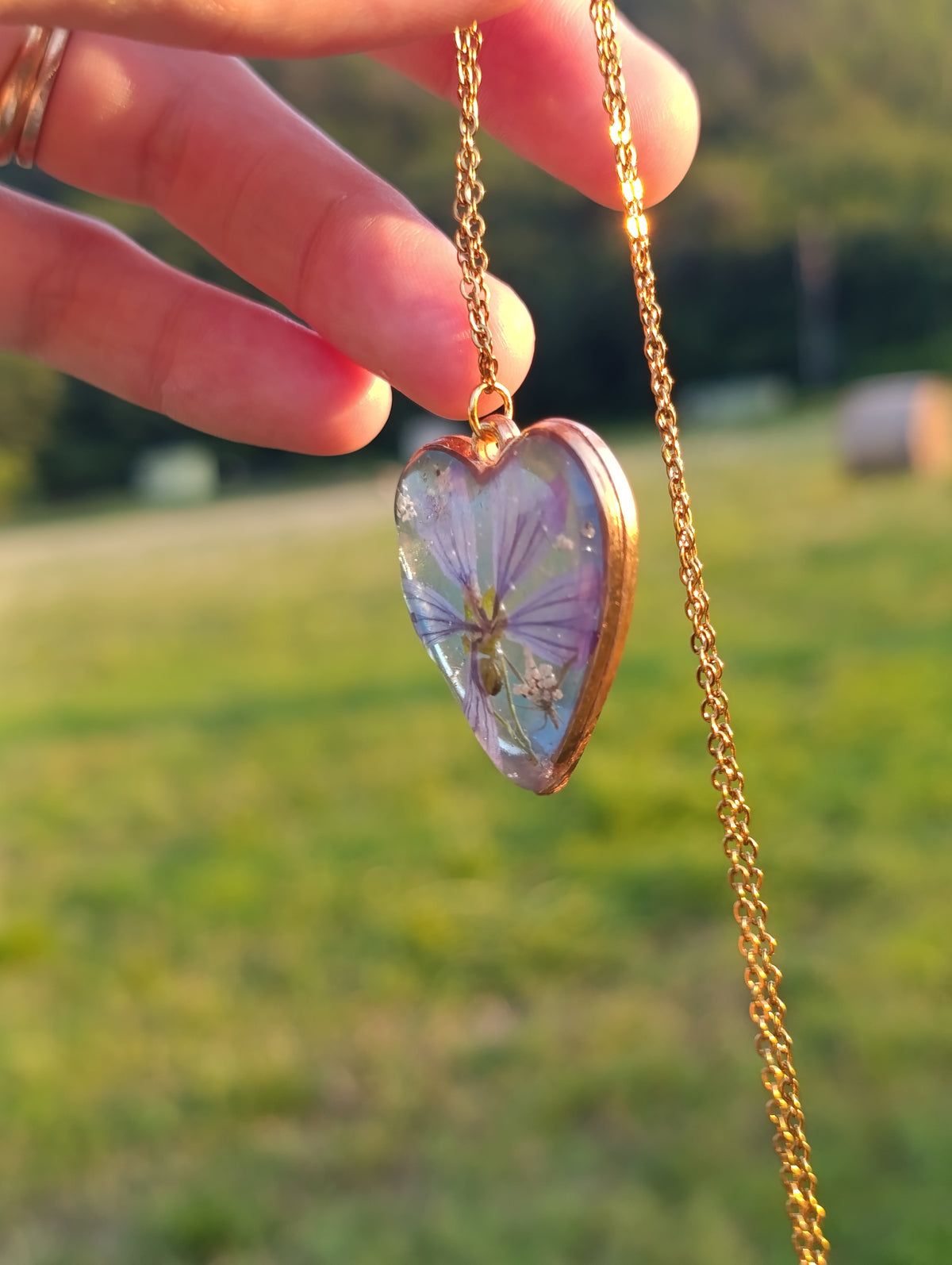 Collana cuore di Nonna|fiori veri di Lucca