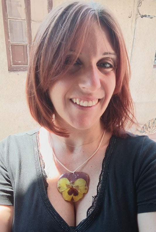 Collana panse' gialla e viola|fiori veri