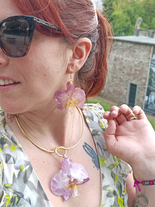 Orecchini "Orchidea Eterna"- Fiori Veri Lucca| coppia unica
