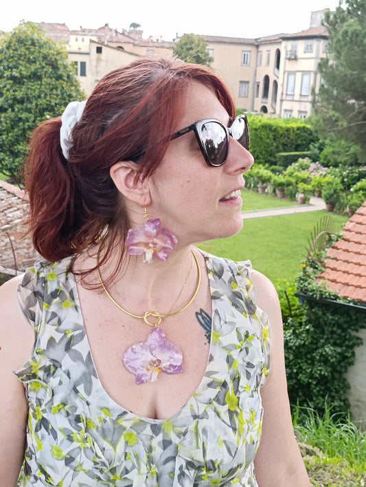 Orecchini "Orchidea Eterna"- Fiori Veri Lucca| coppia unica