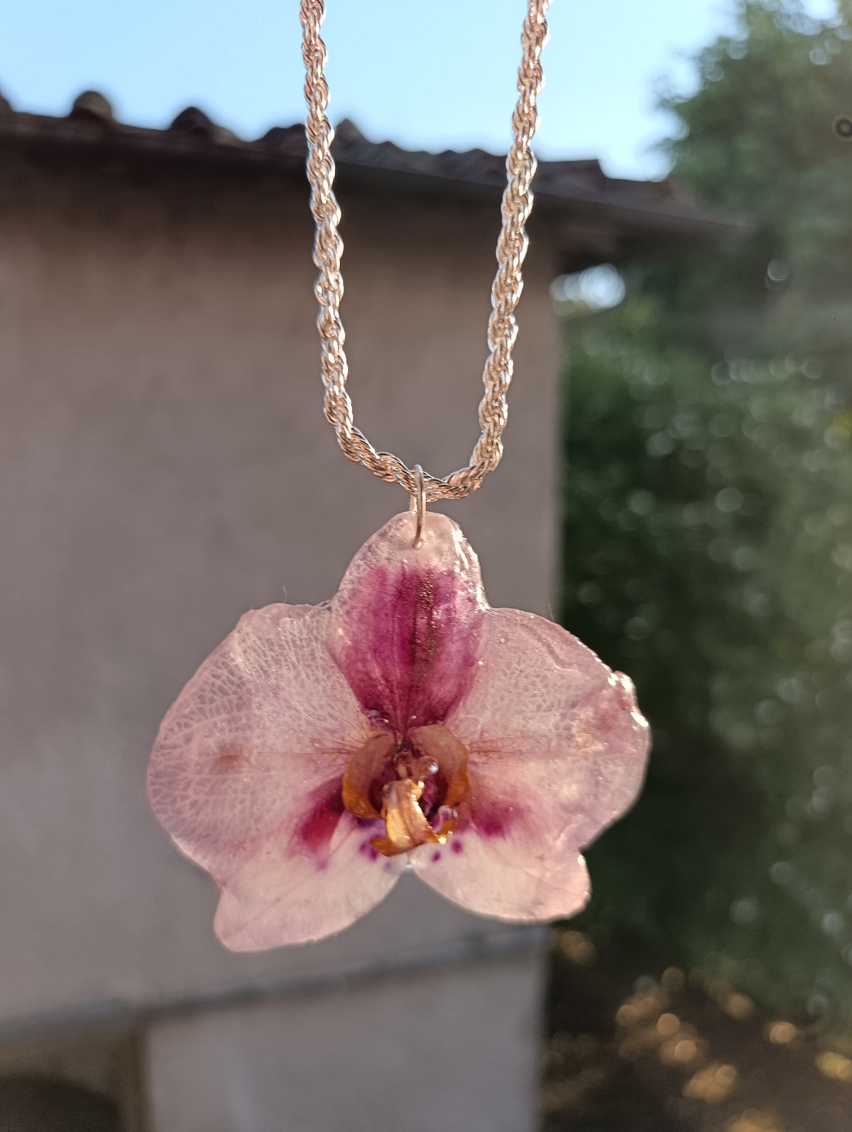 Collana Phaleonopsis grande Argento 925| fiori veri