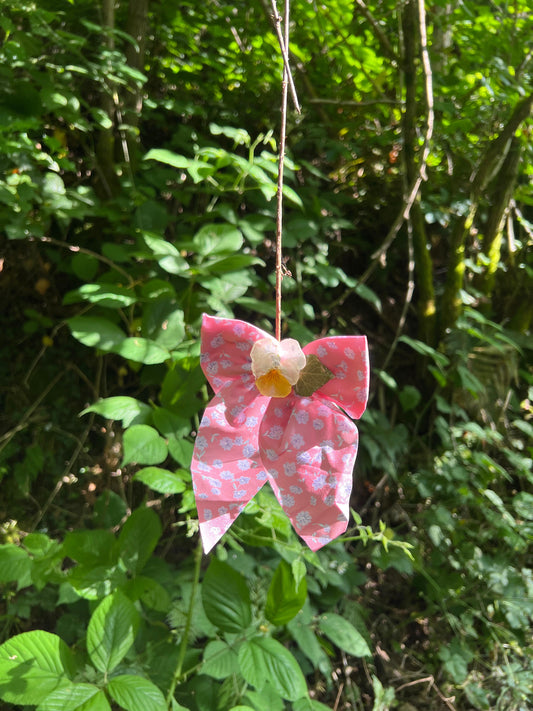 Fiocco clip Viola del pensiero Gialla ed Edera | fiori veri| pezzo unico