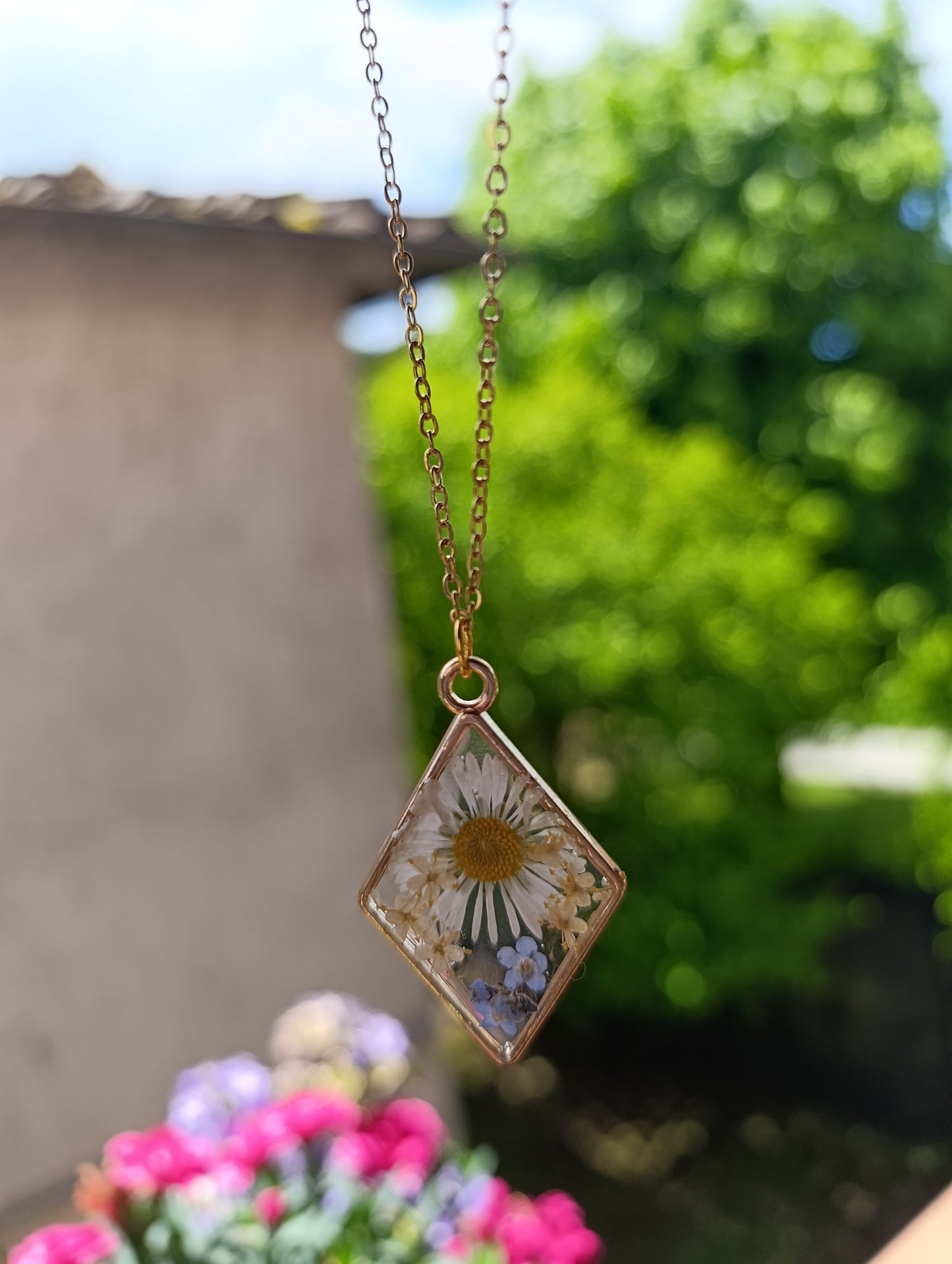 Collana rombo Margherita e Non ti scordar di me