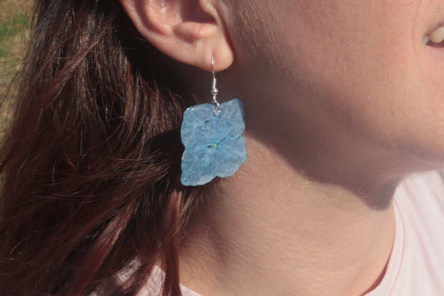 Orecchini Ortensia blu| fiori veri di Lucca