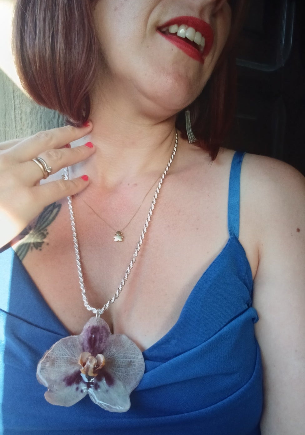 Collana Phaleonopsis grande Argento 925| fiori veri