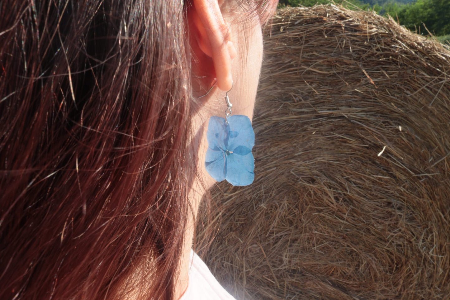 Orecchini Ortensia blu| fiori veri di Lucca