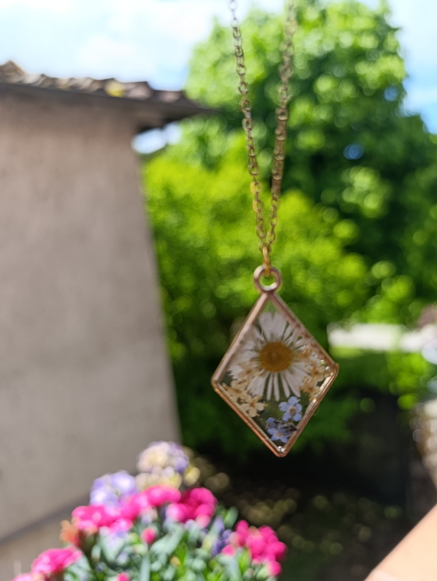 Collana rombo Margherita e Non ti scordar di me