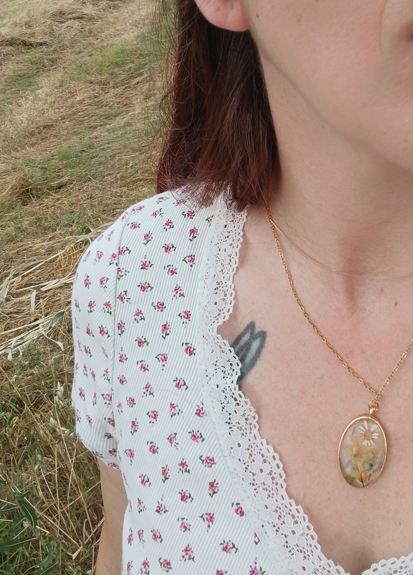 Collana ricordo di Giugno- fiori Veri di campo