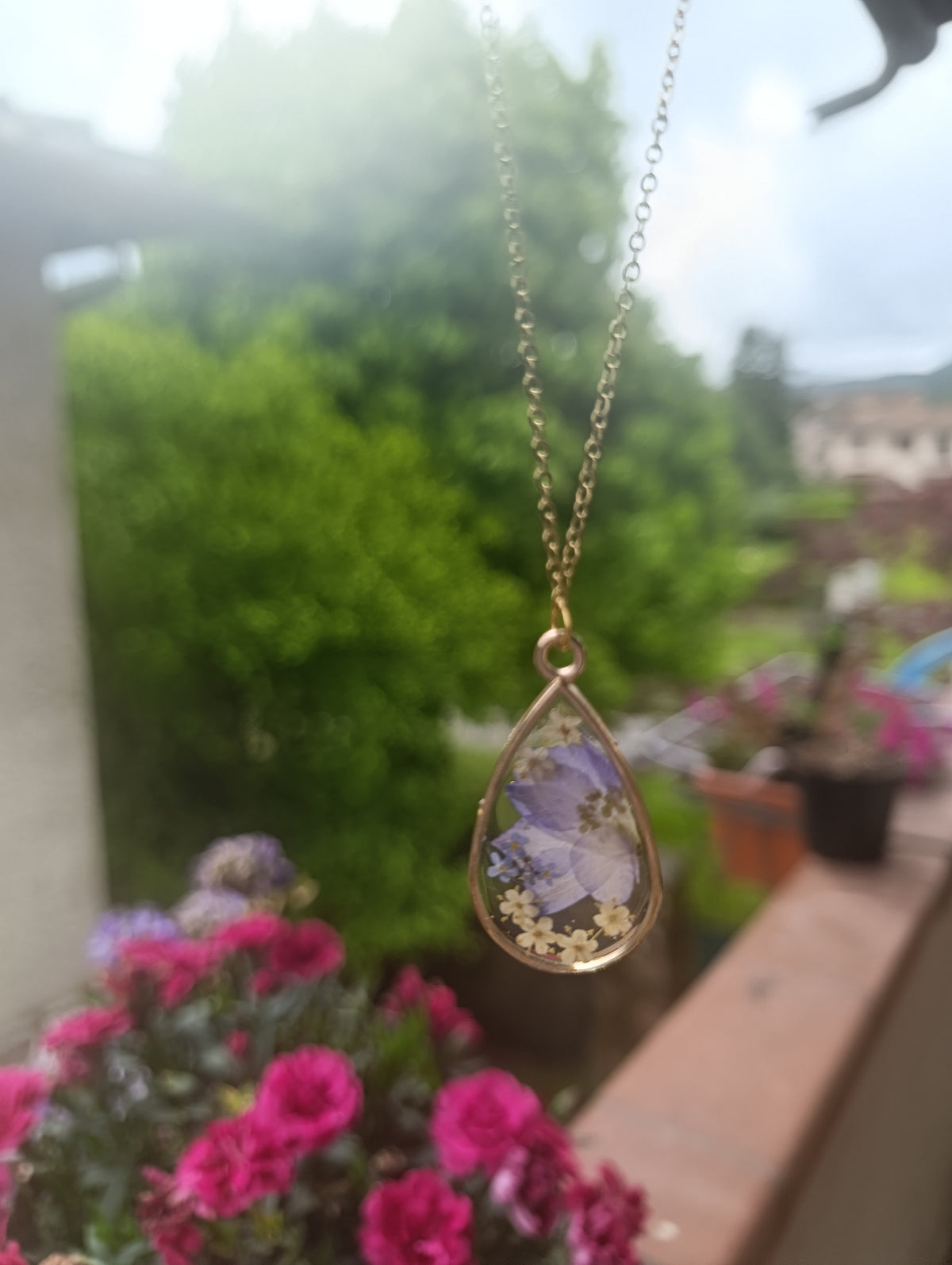 Collana soffio di vento - Sambuco e Non ti scordar di me
