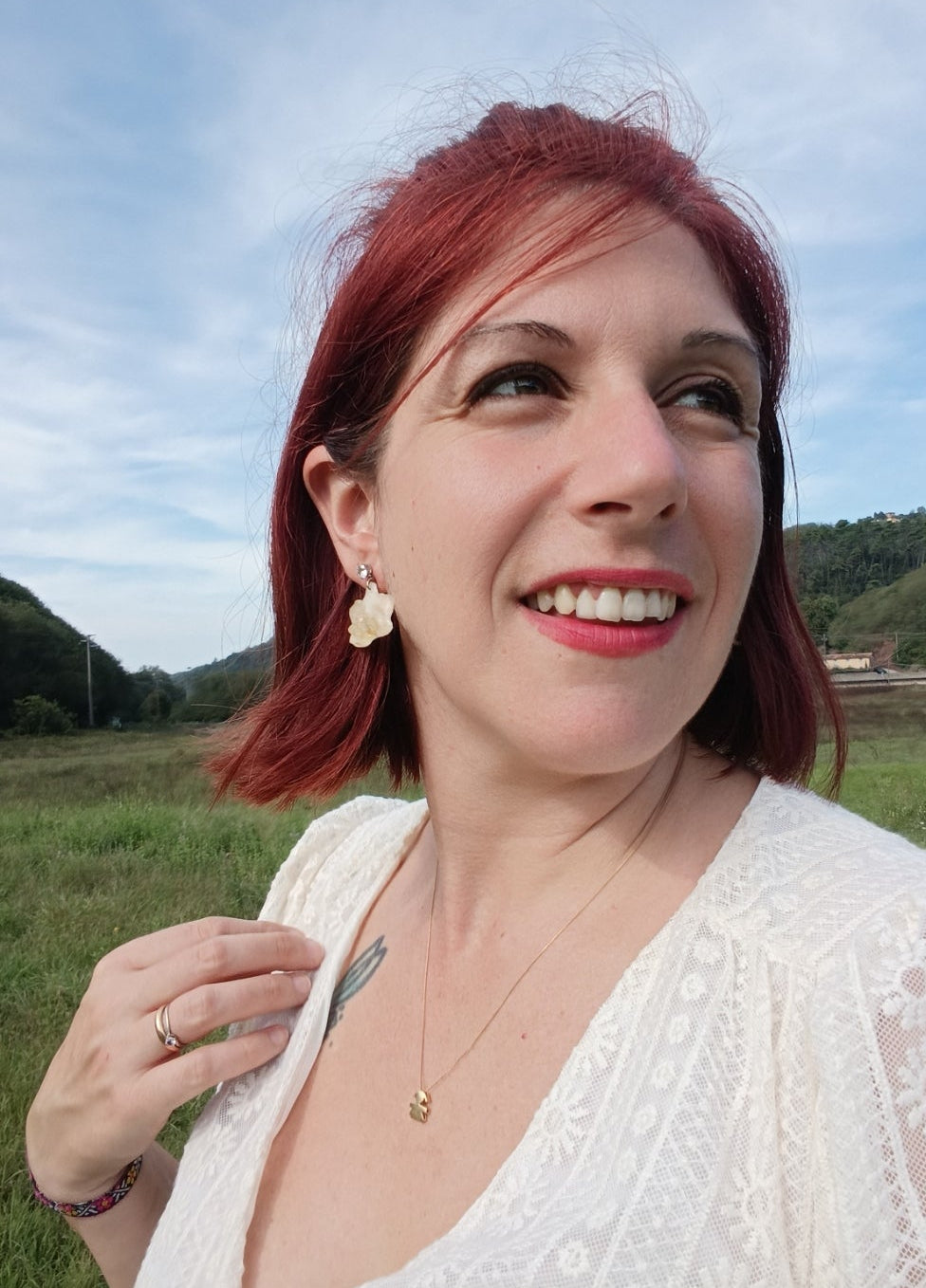 Mini Orchidea bianca orecchini con zircone | fiori veri di Lucca