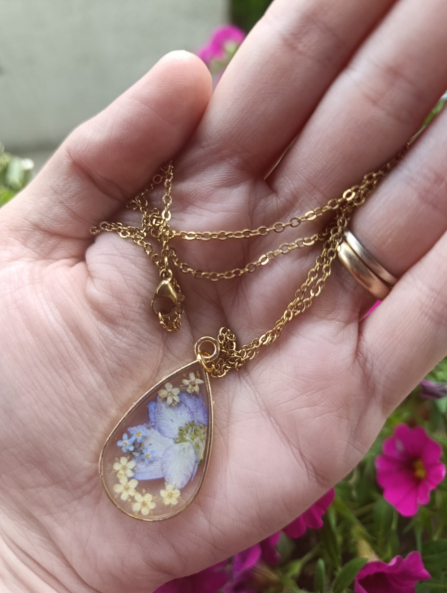 Collana soffio di vento - Sambuco e Non ti scordar di me