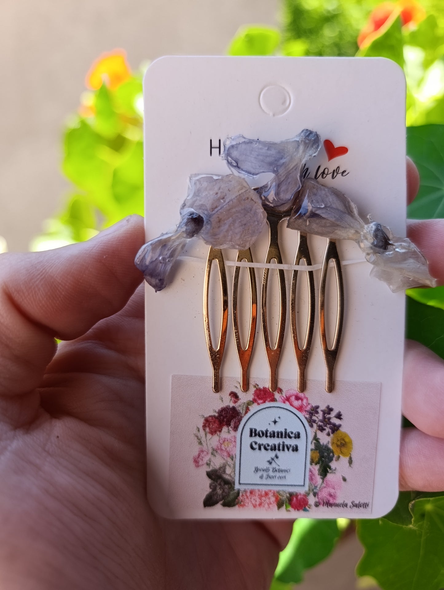 Pettinino GLICINE|fiori veri-pezzo unico