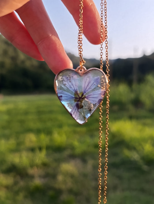 Collana cuore di Nonna|fiori veri di Lucca
